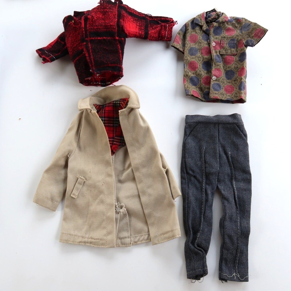 Vintage Original 60s Barbie Ken Doll #783  Shirt Trench Coat Jeans Lot